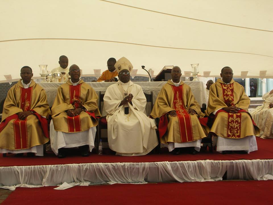 Fr Kenneth, Fr Gift, Archbishop Ndlovu, Fr Francis and Fr Gideon CSsR